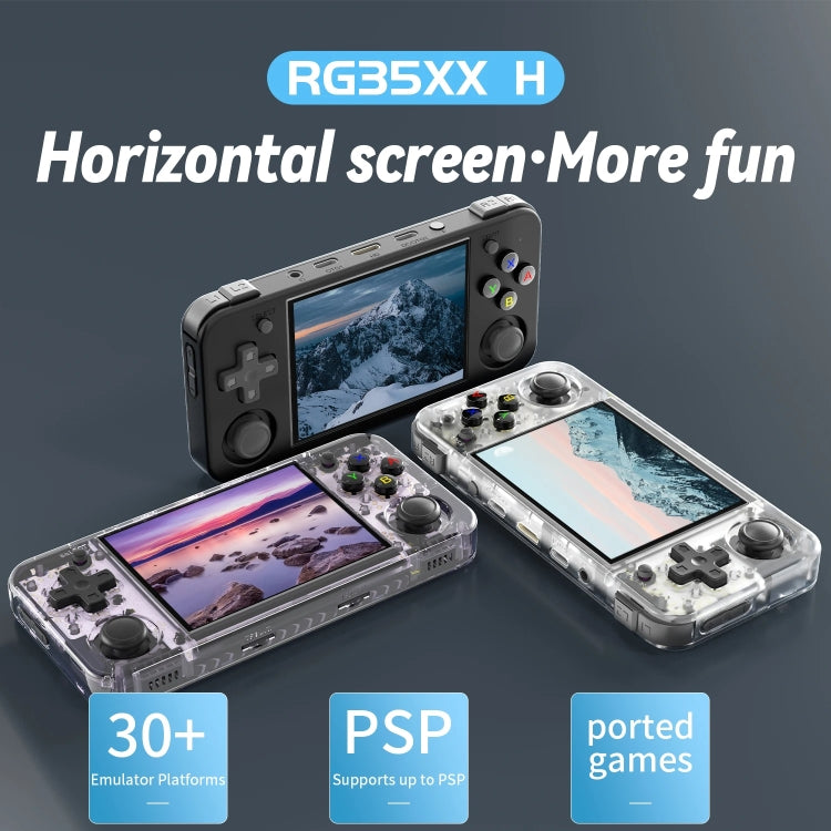 ANBERNIC RG35XX H Handheld Game Console 3.5 Inch IPS Screen Linux System 64GB+128GB(Transparent White)