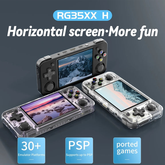 ANBERNIC RG35XX H Handheld Game Console 3.5 Inch IPS Screen Linux System 64GB+128GB(Transparent White)