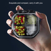 Portable Mini Compartmentalized Sealed Pill Box Weekly Morning And Evening Pill Capsule Dispensing Box, Style: 4 Grids Gray