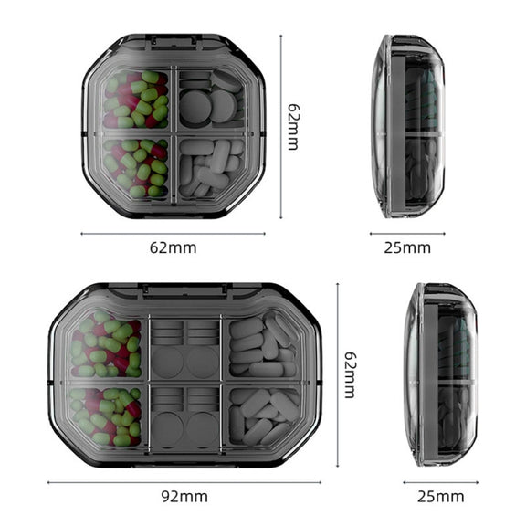 Portable Mini Compartmentalized Sealed Pill Box Weekly Morning And Evening Pill Capsule Dispensing Box, Style: 4 Grids Green