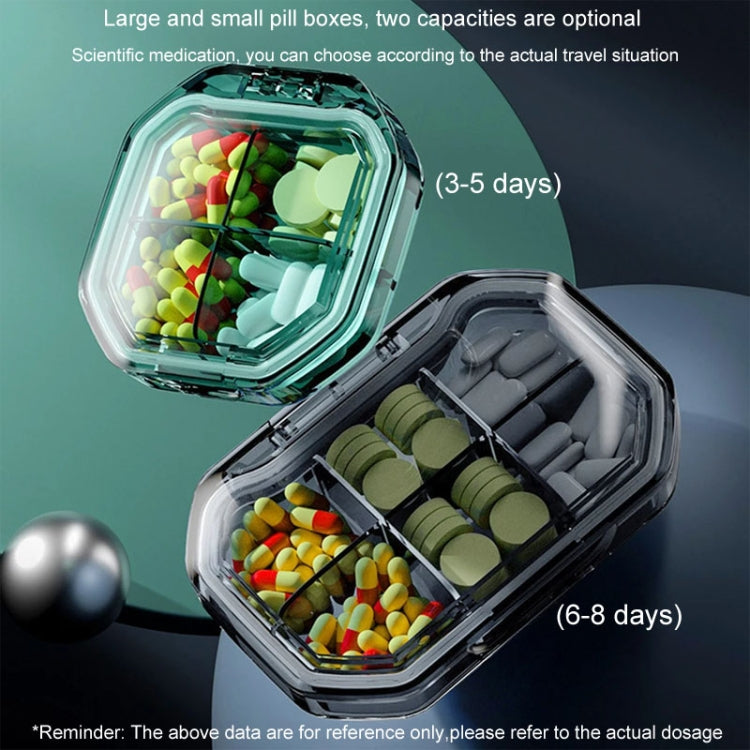 Portable Mini Compartmentalized Sealed Pill Box Weekly Morning And Evening Pill Capsule Dispensing Box, Style: 6 Grids Gray