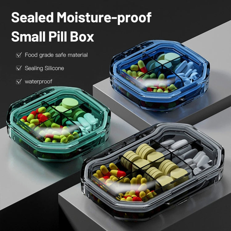 Portable Mini Compartmentalized Sealed Pill Box Weekly Morning And Evening Pill Capsule Dispensing Box, Style: 4 Grids Gray