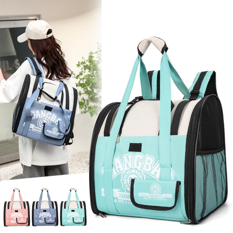 Simple Contrasting Pet Backpack Space Capsule Cat Bag Shoulder Dog Bag(Model 5 Blue)