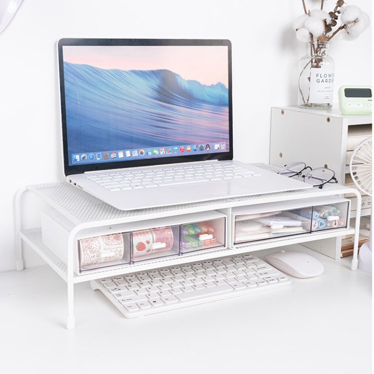 Computer Monitor Elevated Bracket Desk Wrought Iron Rack Organizer, Spec: Deepen Dual Layer Split