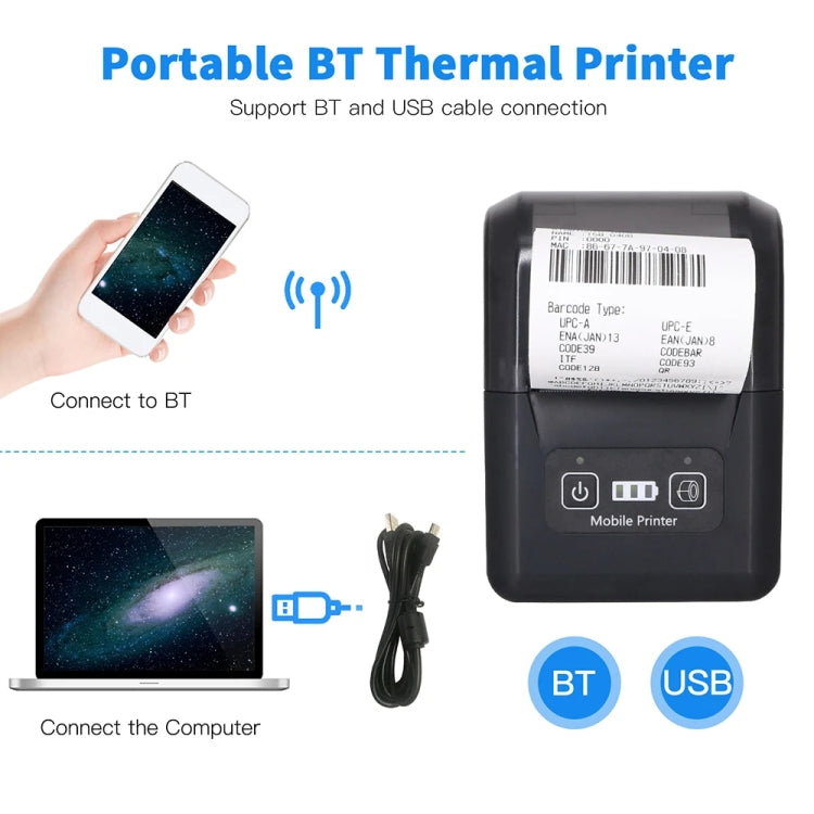 58mm Portable USB Charging Home Phone Bluetooth Thermal Printer(EU Plug)