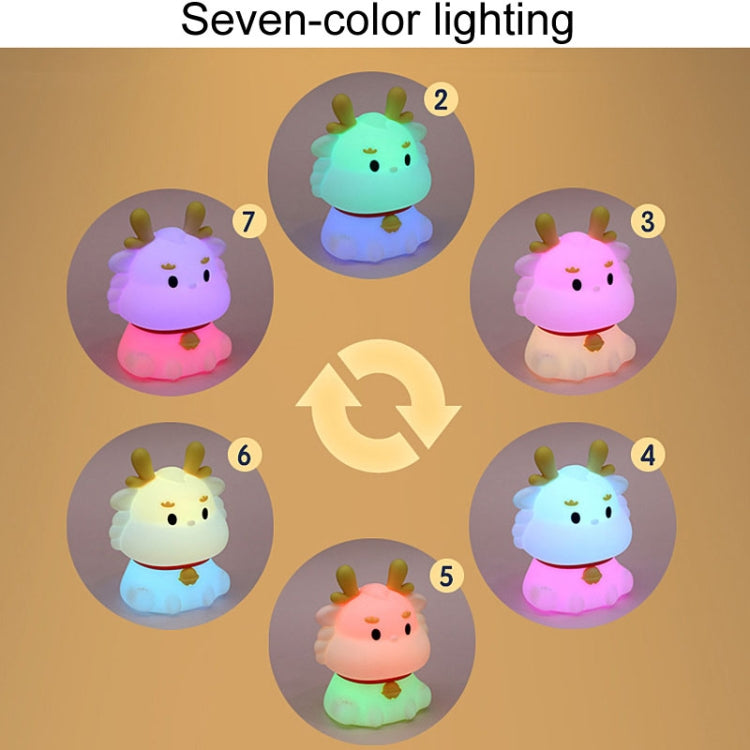 Dragon Silicone Sleeping Night Light Childrens Gift USB Rechargeable Ambient Lantern, Style: Pat Model(Colorful+Warm Yellow Light)