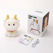Dragon Silicone Sleeping Night Light Childrens Gift USB Rechargeable Ambient Lantern, Style: Pat Model(Colorful+Warm Yellow Light)