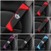 Car Seat Belt Cover Carbon Fiber Leather Auto Seat Shoulder Protection, Style: Crown Black