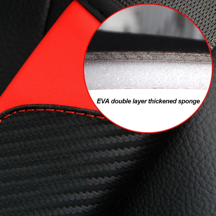 Car Seat Belt Cover Carbon Fiber Leather Auto Seat Shoulder Protection, Style: Crown Wine Red