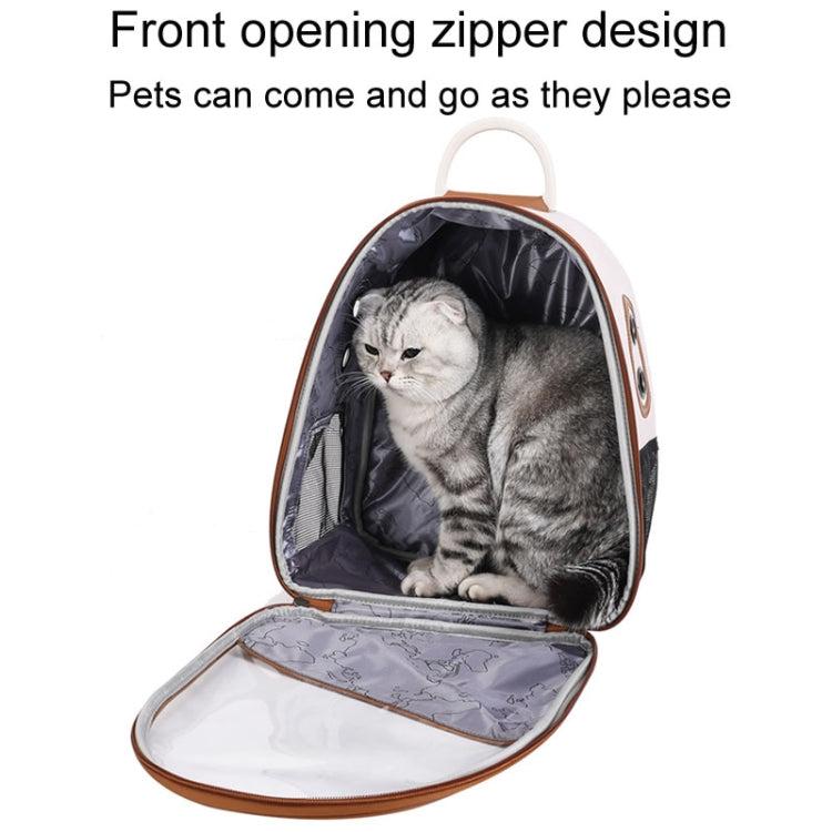 PU Pet Bag Cats And Dogs Outing Carrying Capsule Double Shoulder Backpacks(Model 1 Brown)
