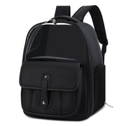 PU Pet Bag Cats And Dogs Outing Carrying Capsule Double Shoulder Backpacks(Model 6 Black)