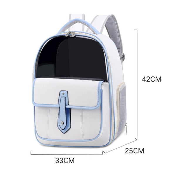 PU Pet Bag Cats And Dogs Outing Carrying Capsule Double Shoulder Backpacks(Model 6 Black)