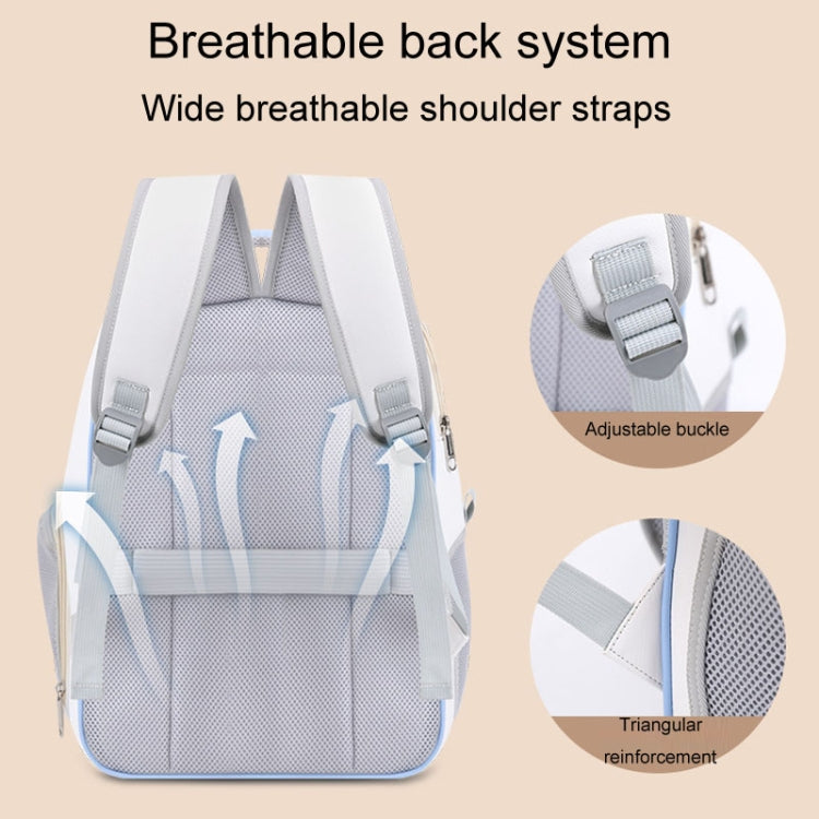 PU Pet Bag Cats And Dogs Outing Carrying Capsule Double Shoulder Backpacks(Model 6 White)