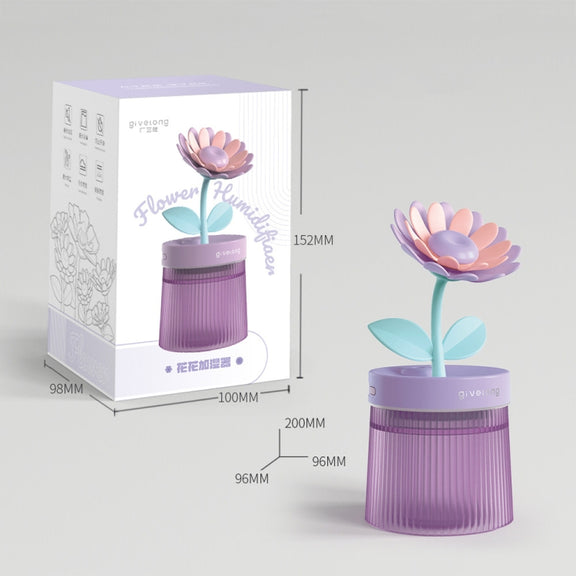 Flower Spray Hhydrating Colorful Atmosphere Light USB Aromatherapy Humidifier, Color: Sunflower Purple