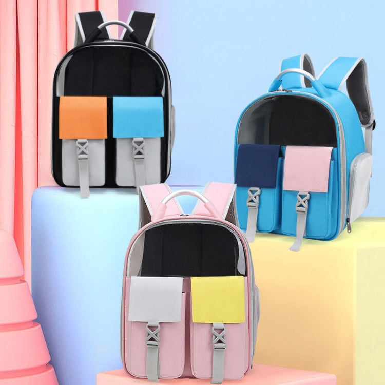 Pets Colorful Double Shoulder Bag Cats And Dogs Outing Carrying Capsule Backpacks(Model 6 Blue)