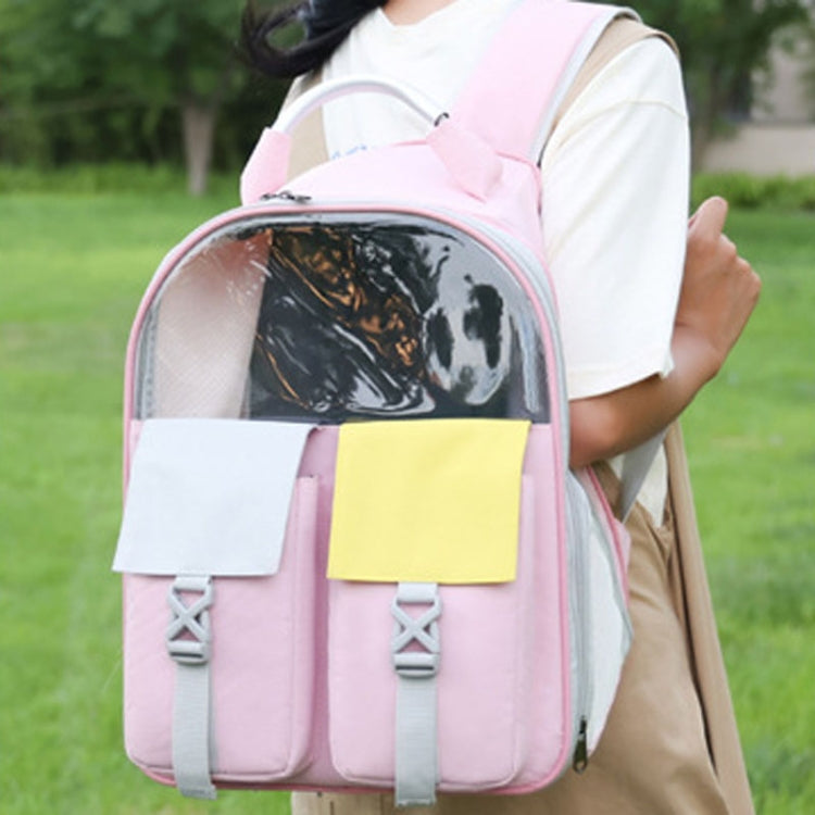 Pets Colorful Double Shoulder Bag Cats And Dogs Outing Carrying Capsule Backpacks(Model 6 Black)
