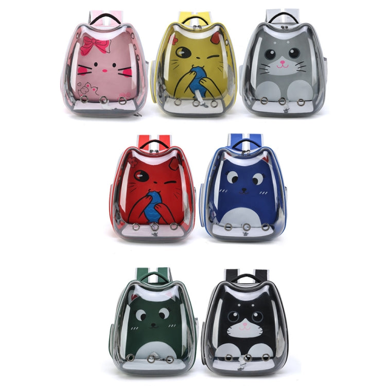Cartoon Pattern Cat Transparent Pet Bag Space Capsule Portable Pet Backpack, Color: Black