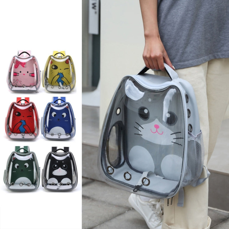 Cartoon Pattern Cat Transparent Pet Bag Space Capsule Portable Pet Backpack, Color: Grey