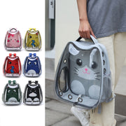 Cartoon Pattern Cat Transparent Pet Bag Space Capsule Portable Pet Backpack, Color: Pink