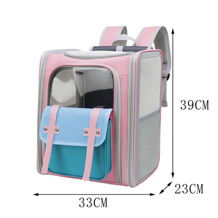 Square Foldable Cats Backpack Pets Outdoor Portable Double Shoulder Bag(Model 8 Blue)