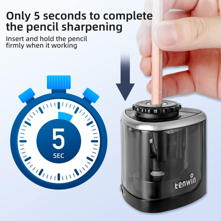 TENWIN Electrical Pencil Sharpener Student Stationery Semi-Automatic Sharpeners Battery Model(Blue)