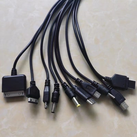 10 In 1 Multifunction USB Charging Cable For IPhone / PSP / Camera / Nokia / HTC / LG / Samsung(Black)