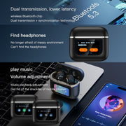 Color Screen Touch ANC Active Noise Reduction LCD Wireless Bluetooth Earphones(Champagne Gold)