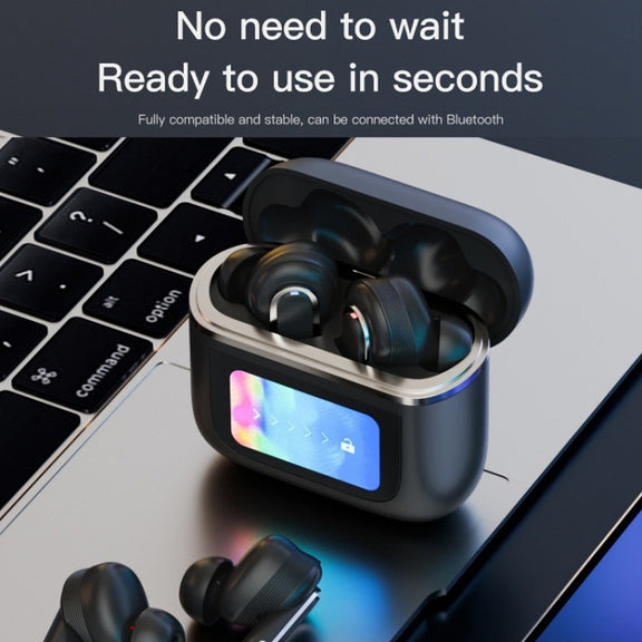 Color Screen Touch ANC Active Noise Reduction LCD Wireless Bluetooth Earphones(Champagne Gold)