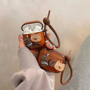 For AirPods Pro 2 Cartoon 3D Coffee Bear Headphones Case Protective Shell Cover
