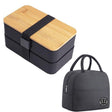 1200ml Portable Compartment Insulated Double Layer Lunch Box Microwavable Plastic Food Container, Color: With Insulation Bag Black - Cutlery Sets by PMC TechLife | Online Shopping South Africa | PMC TechLife