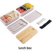 1200ml Portable Compartment Insulated Double Layer Lunch Box Microwavable Plastic Food Container, Color: With Insulation Bag White