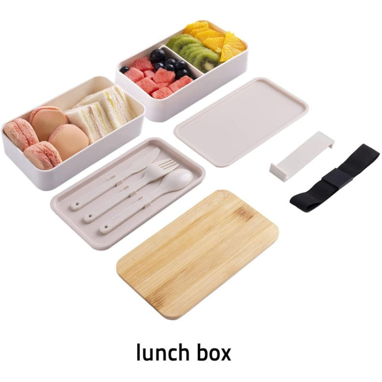 1200ml Portable Compartment Insulated Double Layer Lunch Box Microwavable Plastic Food Container, Color: With Insulation Bag White