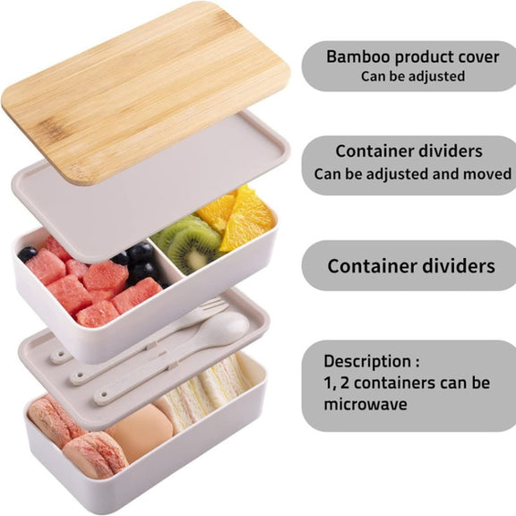 1200ml Portable Compartment Insulated Double Layer Lunch Box Microwavable Plastic Food Container, Color: With Insulation Bag White
