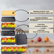 1200ml Portable Compartment Insulated Double Layer Lunch Box Microwavable Plastic Food Container, Color: With Insulation Bag White