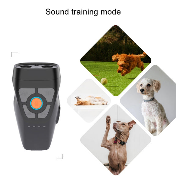 Dual Ultrasonic Repeller Pet Stop Barker With Mobile Power Supply Flashing Lighting Horn Function(Grey)