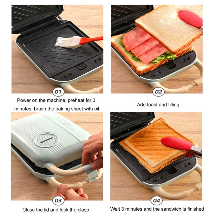 6 In 1 YIDPU Multifunctional Family Breakfast Maker Light Diet Sandwich Waffle Baker, CN Plug(Green)