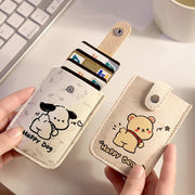 Pull-out Multi-card Slot ID Card Holder  Large Capacity Cartoon Card Bag, Color: Bear
