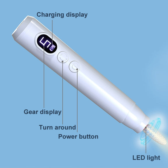 HX-10 LED Digital Display Multifunctional Nail Polisher Polishing and Exfoliating Manicure Tools(White)