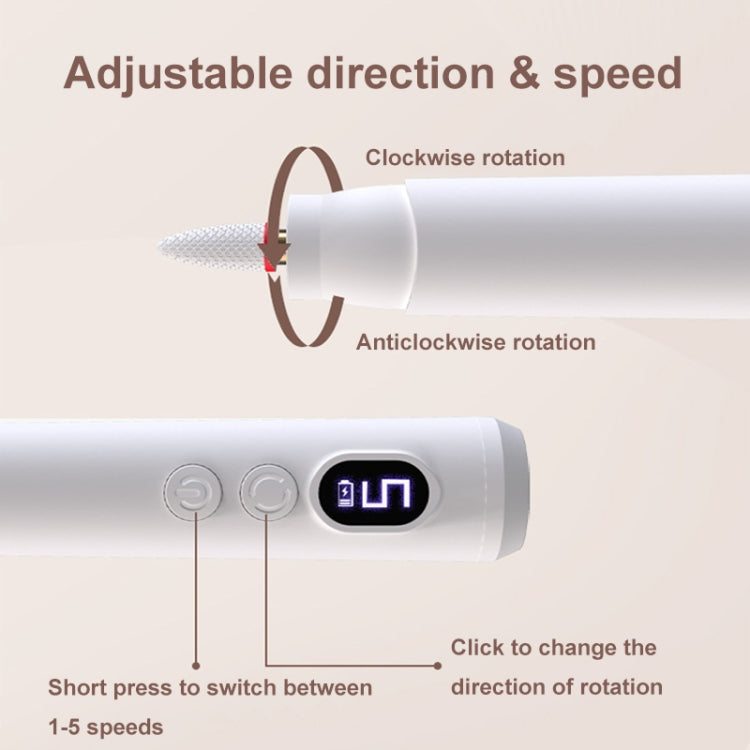 HX-10 LED Digital Display Multifunctional Nail Polisher Polishing and Exfoliating Manicure Tools(Pink)