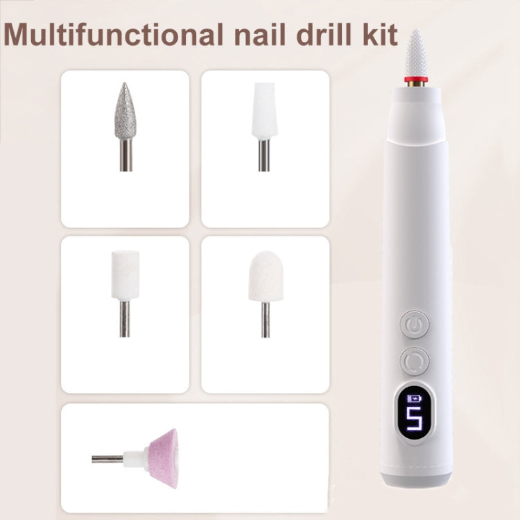 HX-10 LED Digital Display Multifunctional Nail Polisher Polishing and Exfoliating Manicure Tools(White)