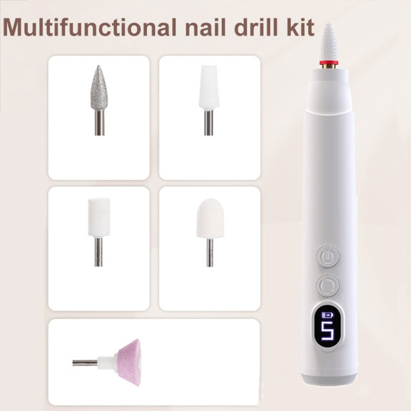 HX-10 LED Digital Display Multifunctional Nail Polisher Polishing and Exfoliating Manicure Tools(Pink)