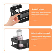 Wall-mounted Kitchen and Bathroom Storage Rack with 4 Hooks, Spec: Shelf + Pole+Cup