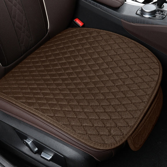 Non-Slip Rhombus Imitation Linen Car Seat Cushion, Color: Brown Front Row