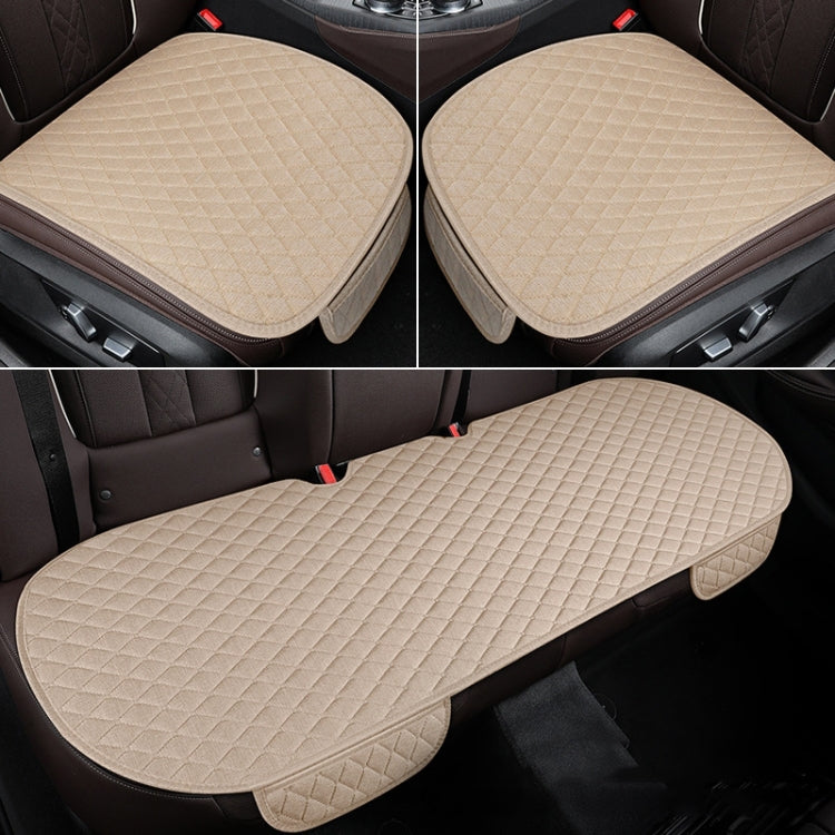 Non-Slip Rhombus Imitation Linen Car Seat Cushion, Color: Beige Front Row