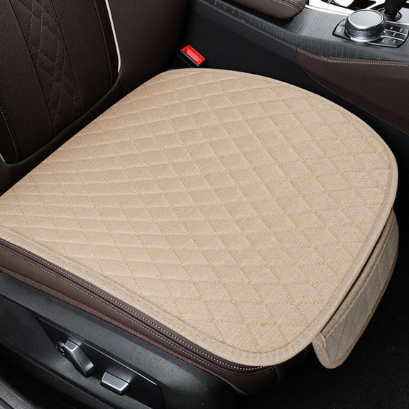 Non-Slip Rhombus Imitation Linen Car Seat Cushion, Color: Beige Front Row