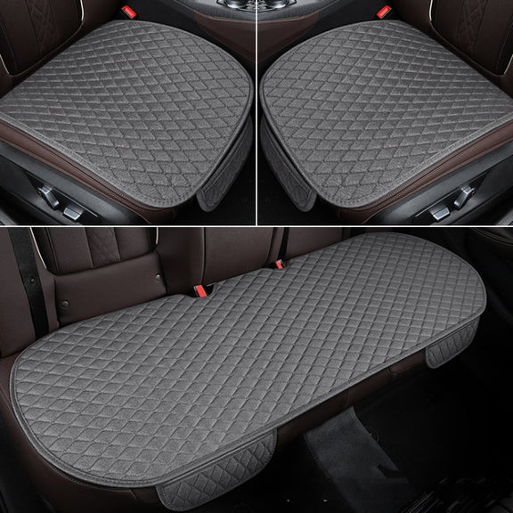 Non-Slip Rhombus Imitation Linen Car Seat Cushion, Color: Gray Front Row