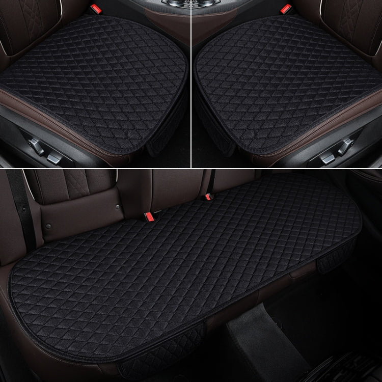 Non-Slip Rhombus Imitation Linen Car Seat Cushion, Color: Black Back Row