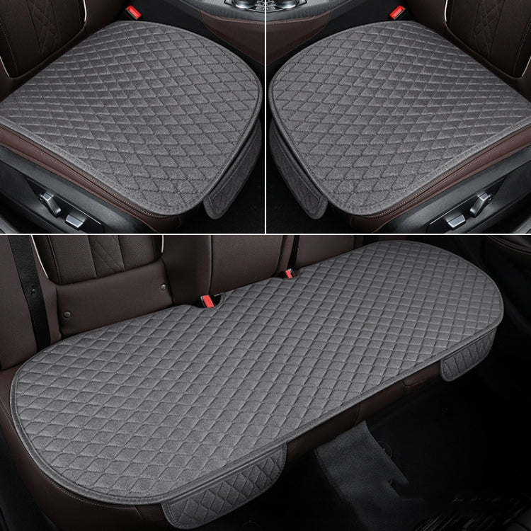 Non-Slip Rhombus Imitation Linen Car Seat Cushion, Color: Gray Back Row