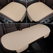 Non-Slip Rhombus Imitation Linen Car Seat Cushion, Color: Beige Back Row