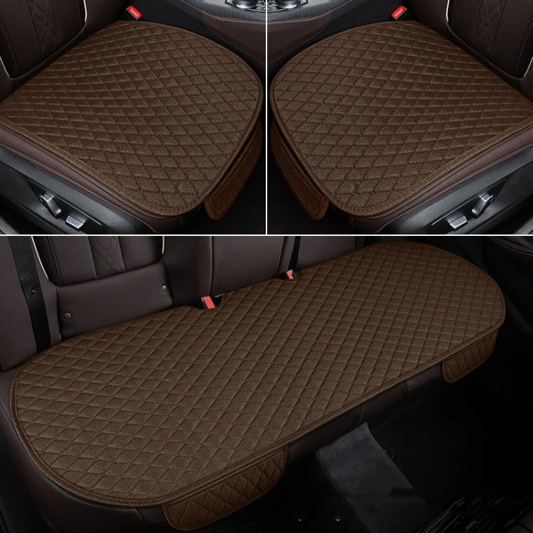 Non-Slip Rhombus Imitation Linen Car Seat Cushion, Color: Brown Back Row